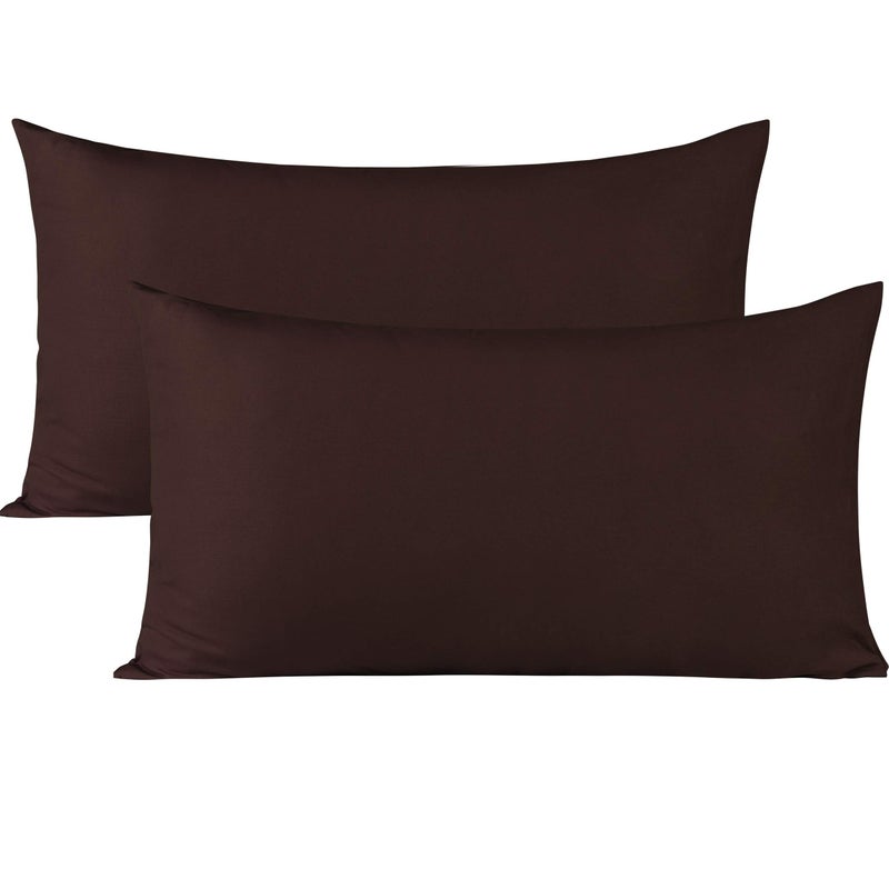 BEDSUM Microfiber Standard Pillowcases Set of 2, Soft Wrinkle Resistant and Easy Care Pillow Cases with Envelope Closure for Kids, 20x26 inches, Dark Brown - Image 1